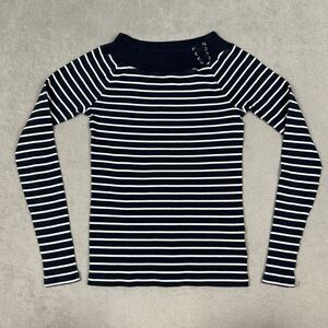 VTG Ralph Lauren Sweater Women's Medium Pullover Knit Crew Neck Navy Blue Stripe